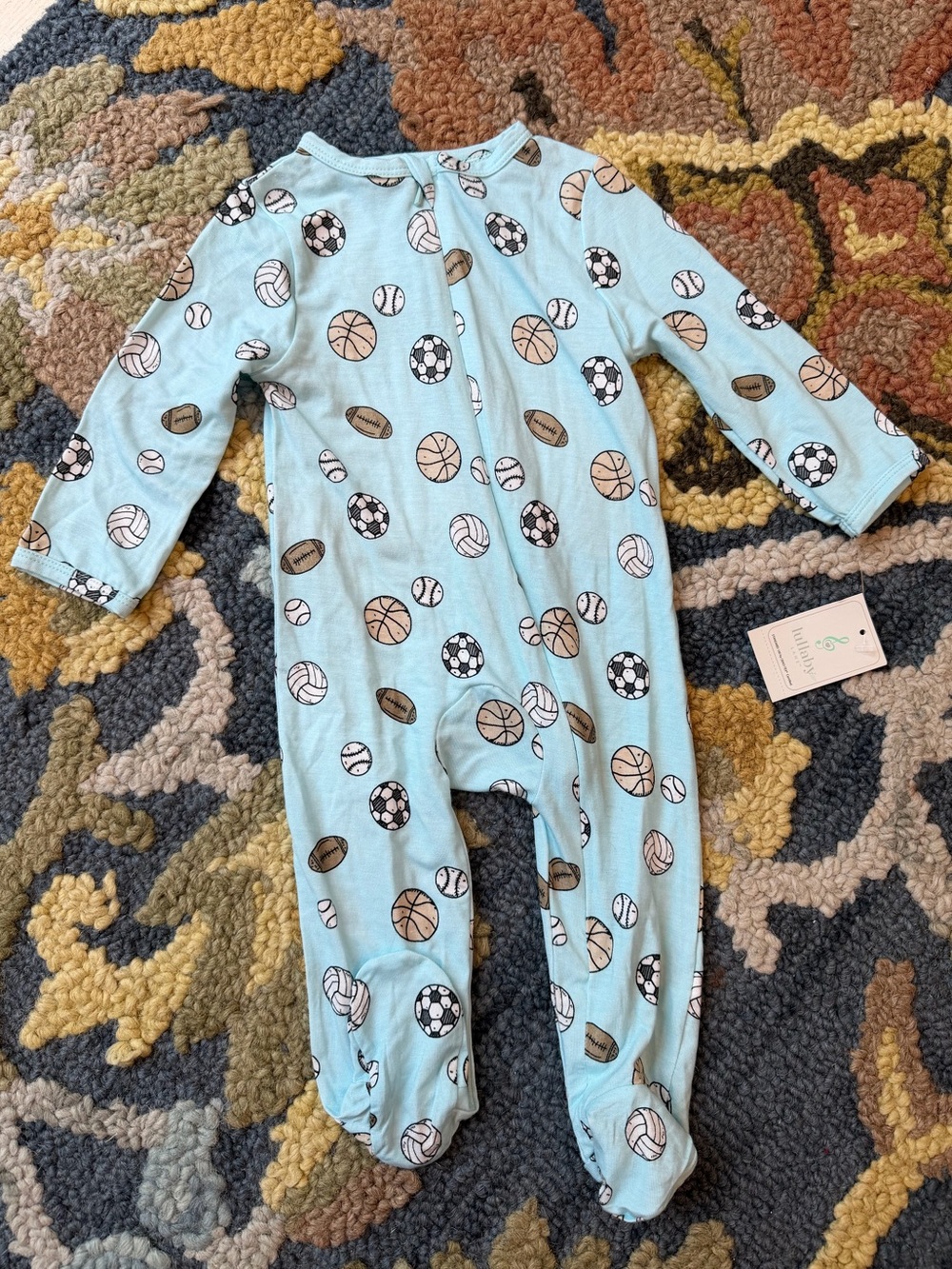Carter's Light Blue Footed One-Piece with Sports Ball Print